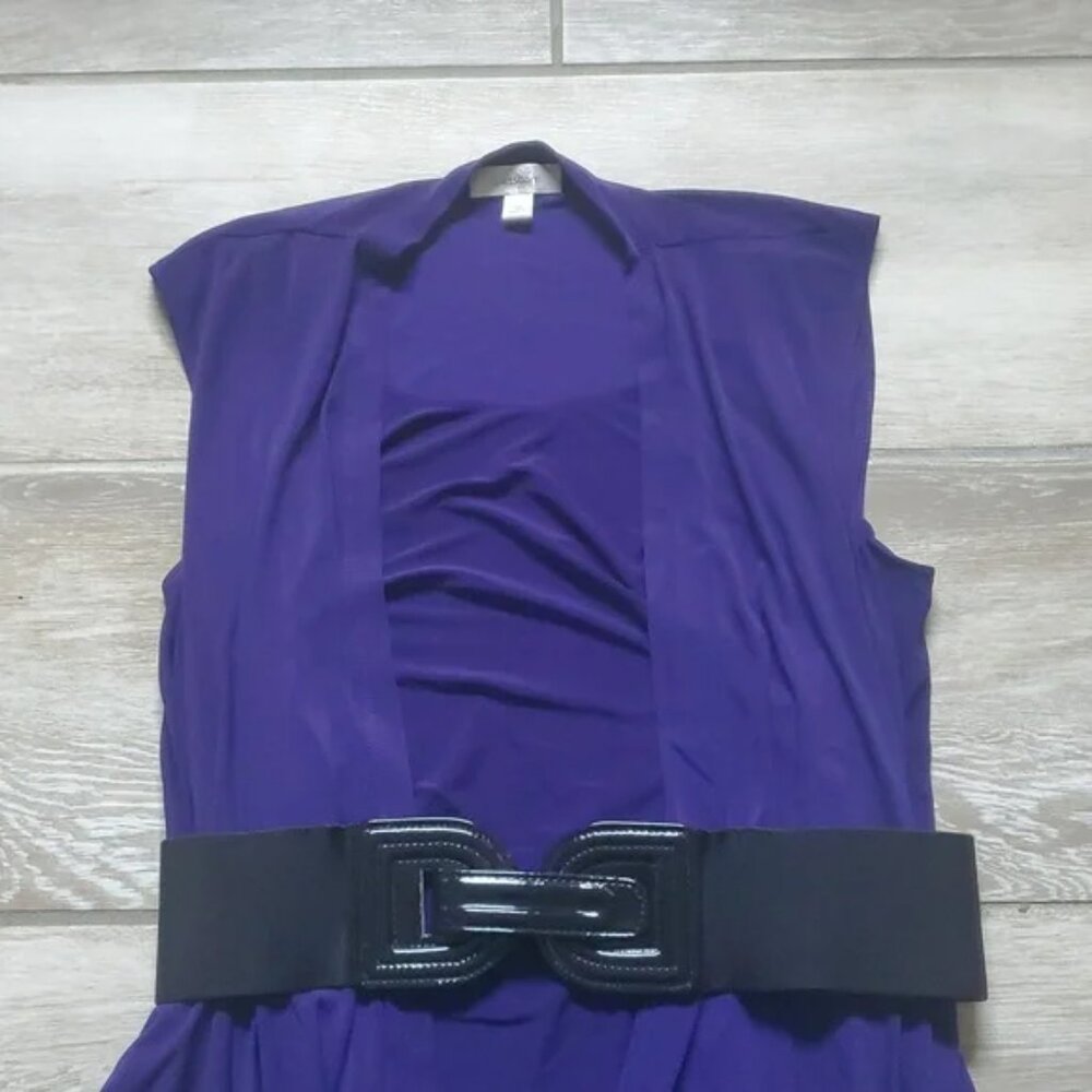 Dressbarn 2-in-1 Sleeveless Belted Tunic Shirt - Picture 7 of 13